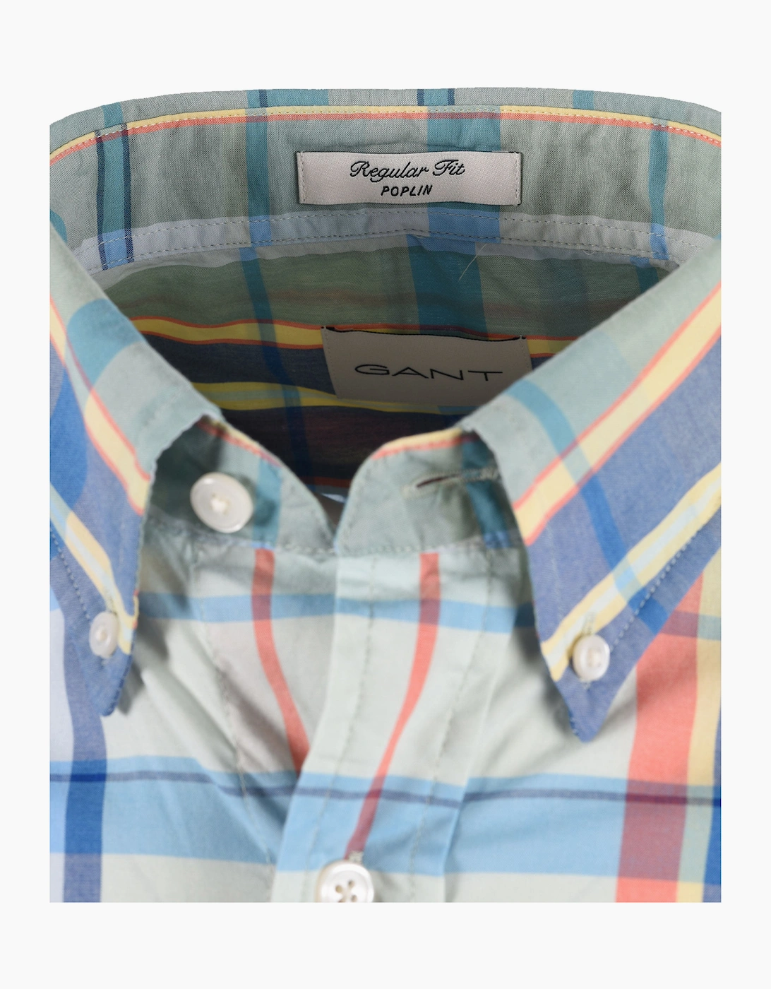 GANT REG POPLIN MULTICHECK SHIRT MISTY MINT