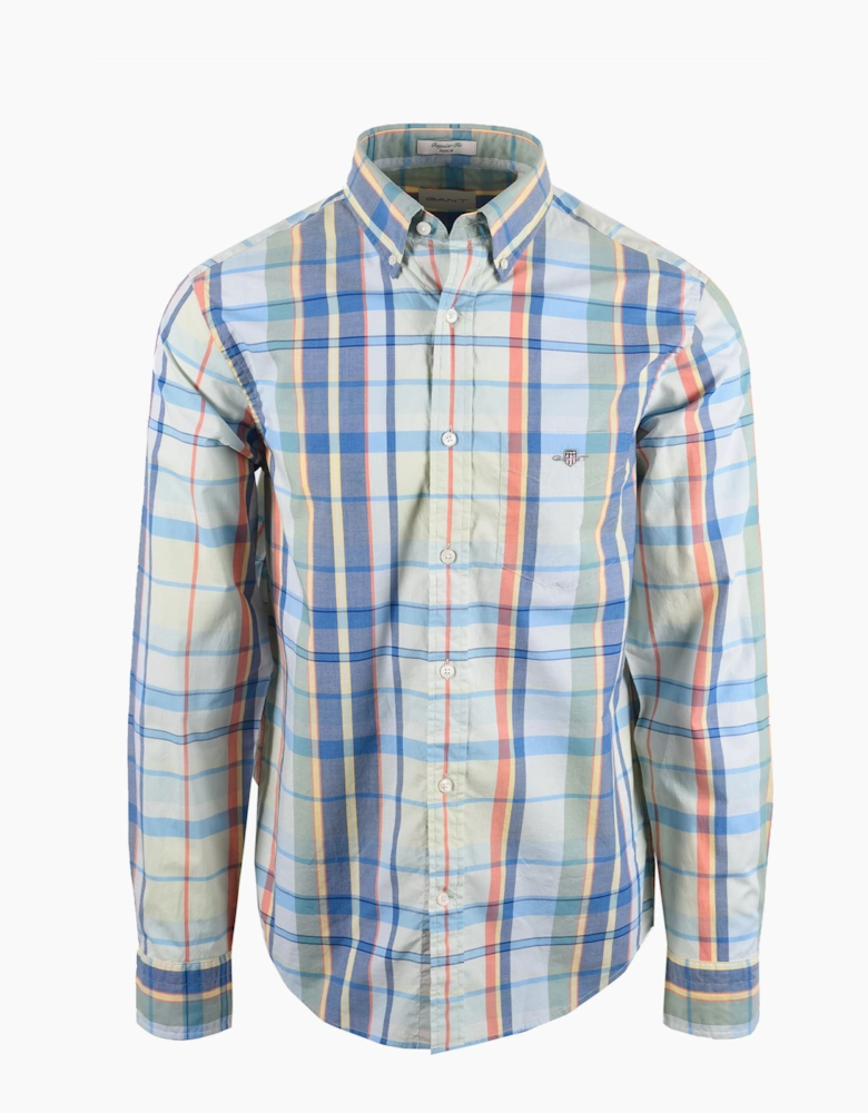 GANT REG POPLIN MULTICHECK SHIRT MISTY MINT