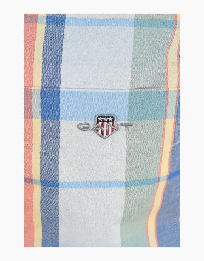 GANT REG POPLIN MULTICHECK SHIRT MISTY MINT