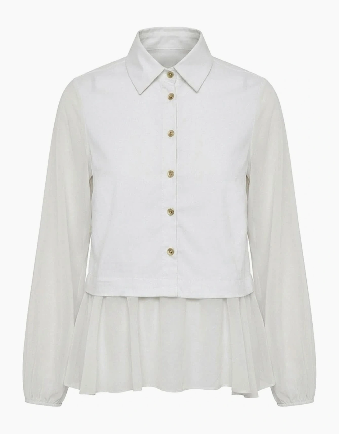 White Contrast Hem Blouse