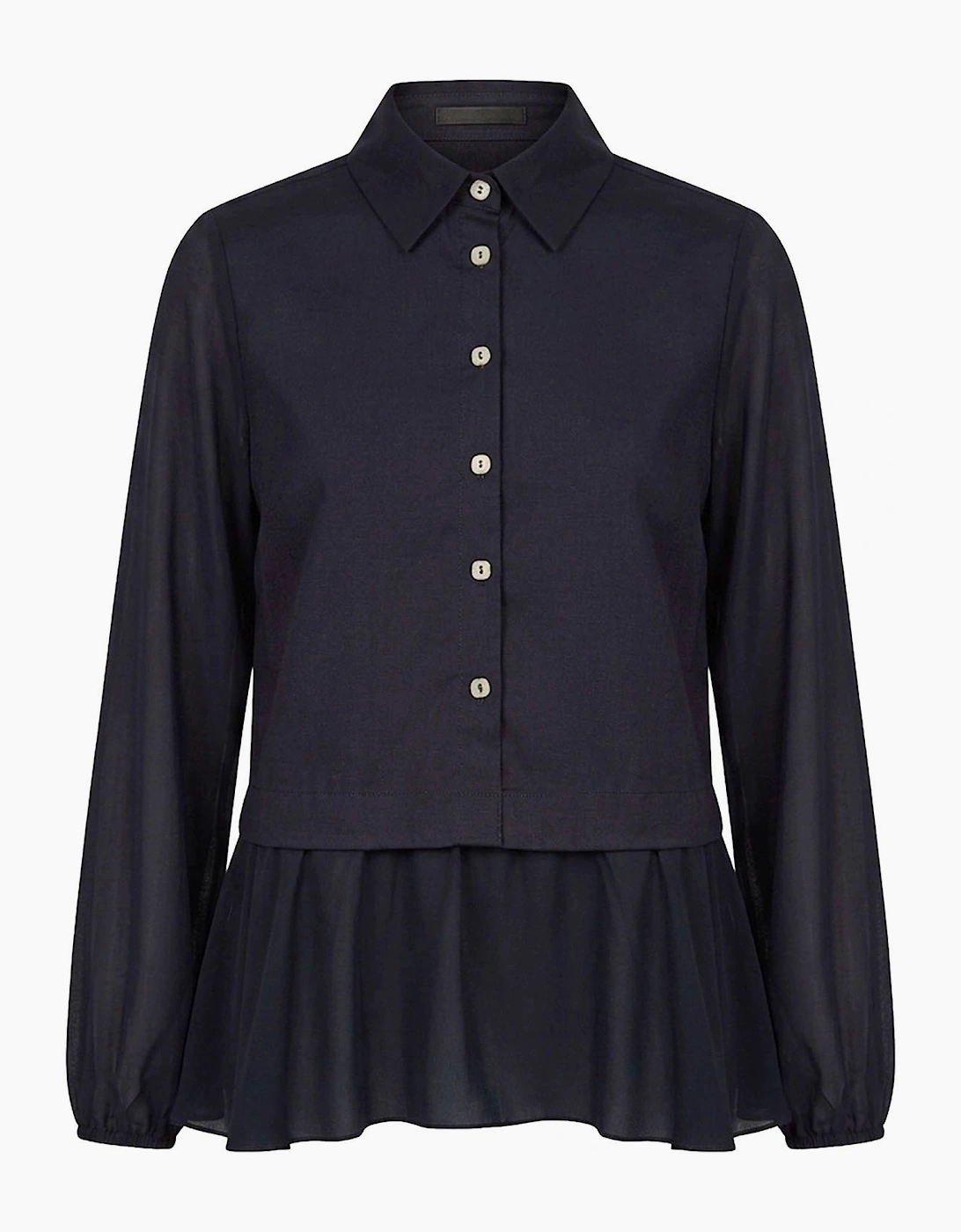 Navy Contrast Hem Blouse