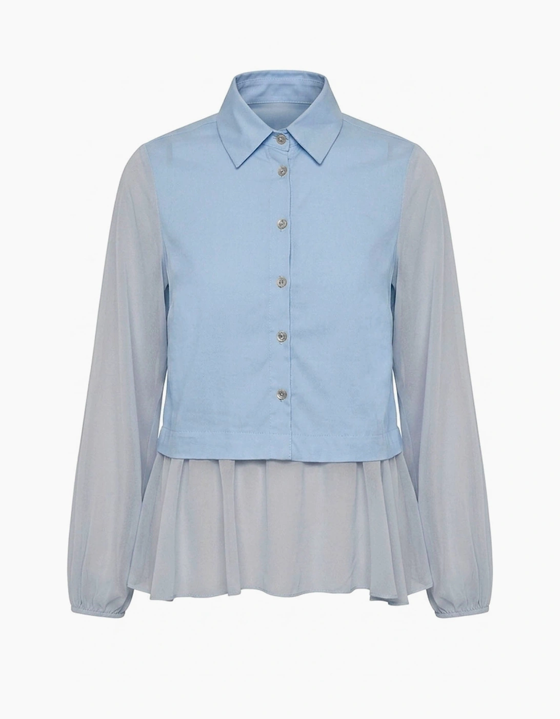 Powder Blue Contrast Hem Blouse