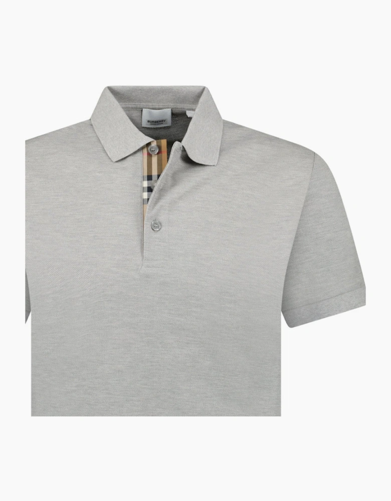 Burberry Mens Hartford Check Polo Shirt - Pale Grey Melange