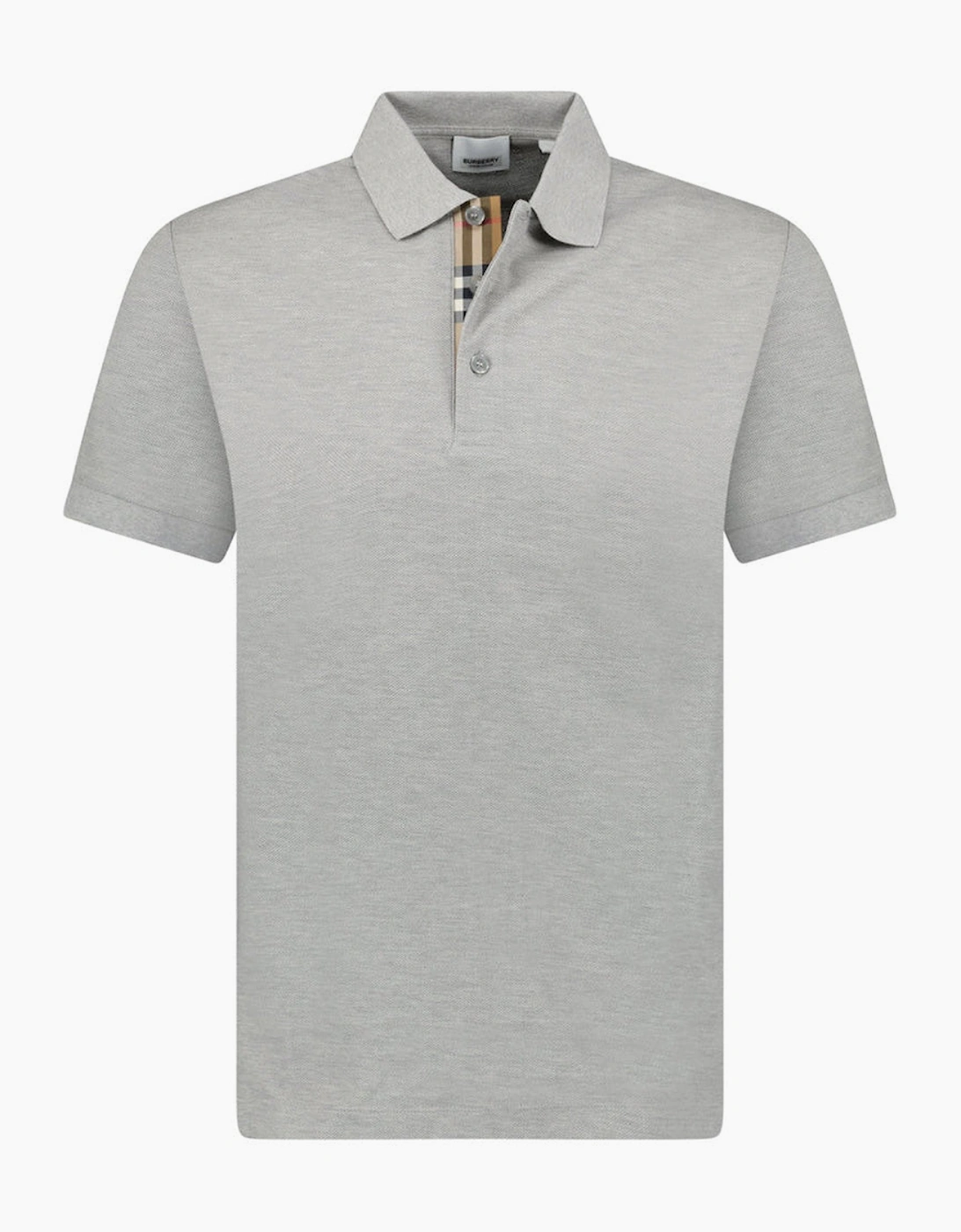 Burberry Mens Hartford Check Polo Shirt - Pale Grey Melange