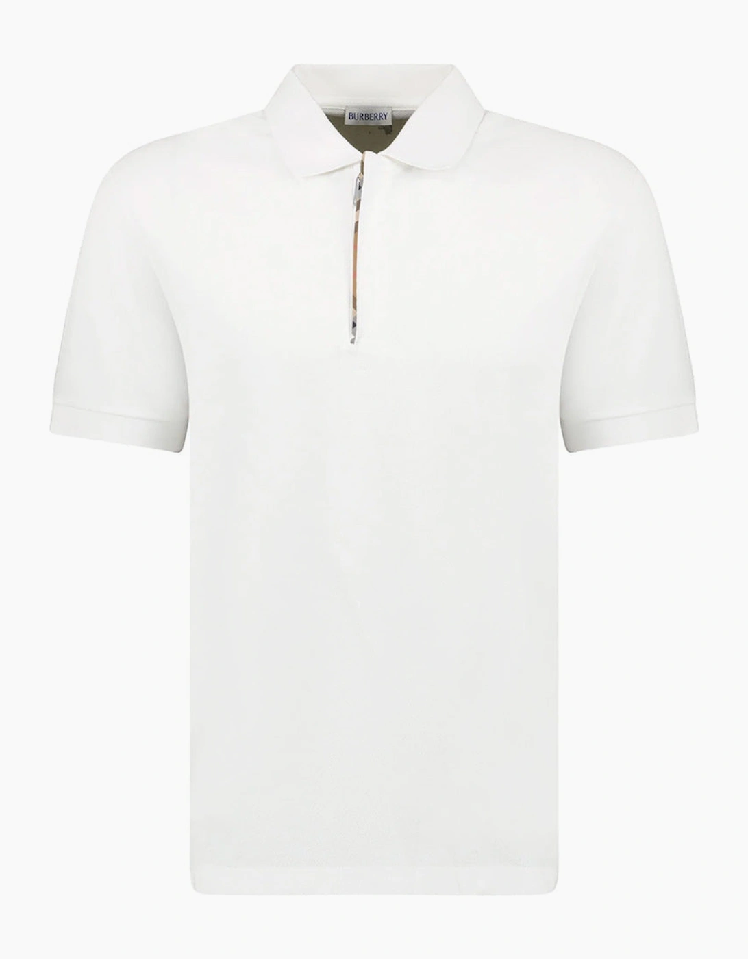 Burberry Men's Navy Hartford Zip Polo Shirt - White  38 Medium