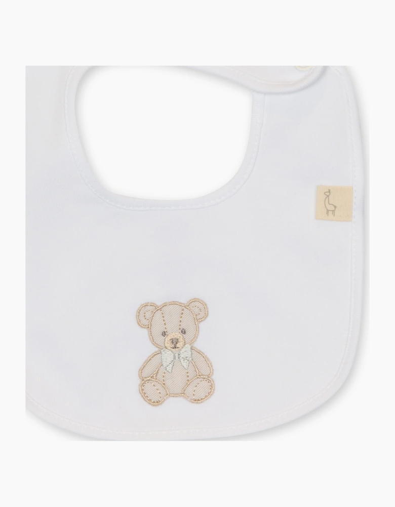 White Cotton Teddy Bear Bib