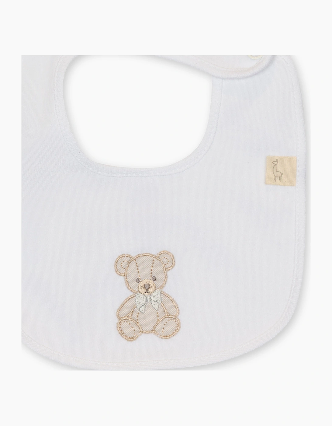 White Cotton Teddy Bear Bib