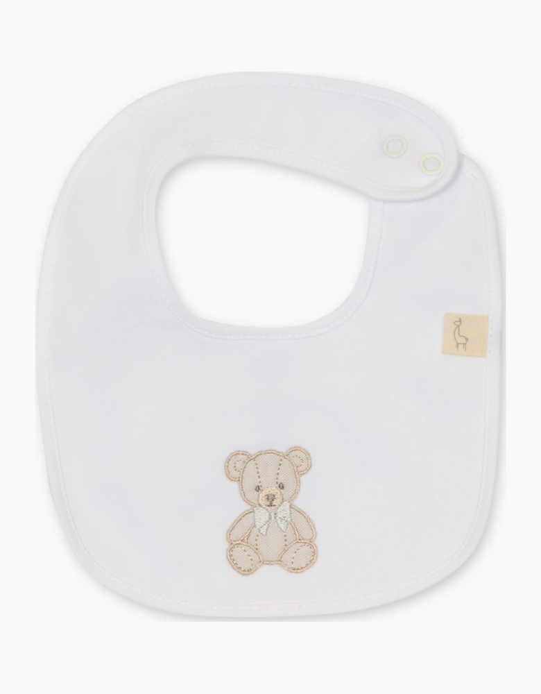 White Cotton Teddy Bear Bib