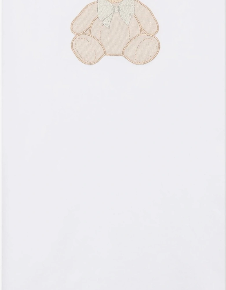 White Cotton Teddy Bear Burp Cloth