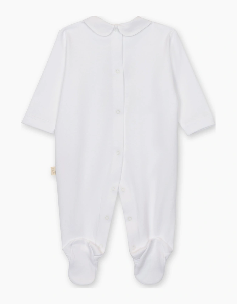 White Cotton Teddy Bear Babygrow