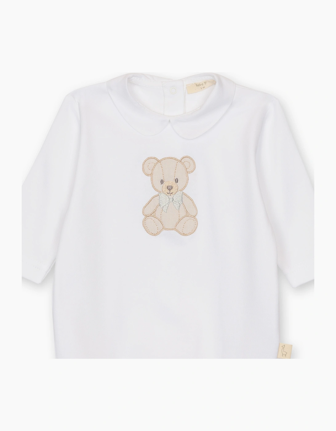White Cotton Teddy Bear Babygrow