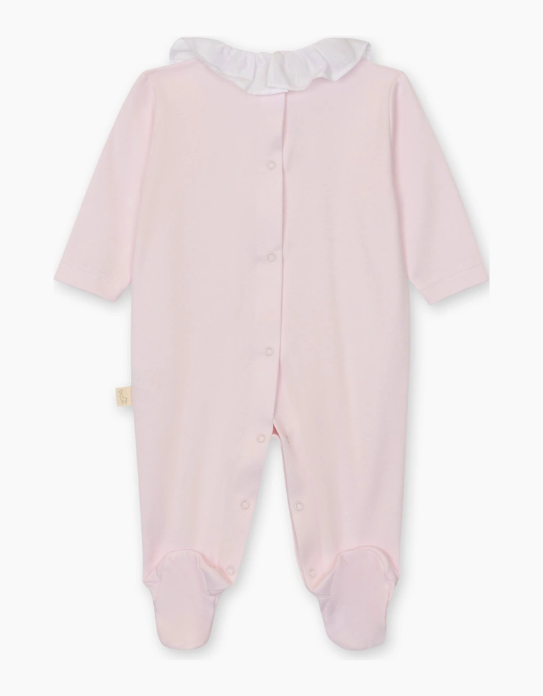 Girls Pink Cotton Teddy Bear Babygrow