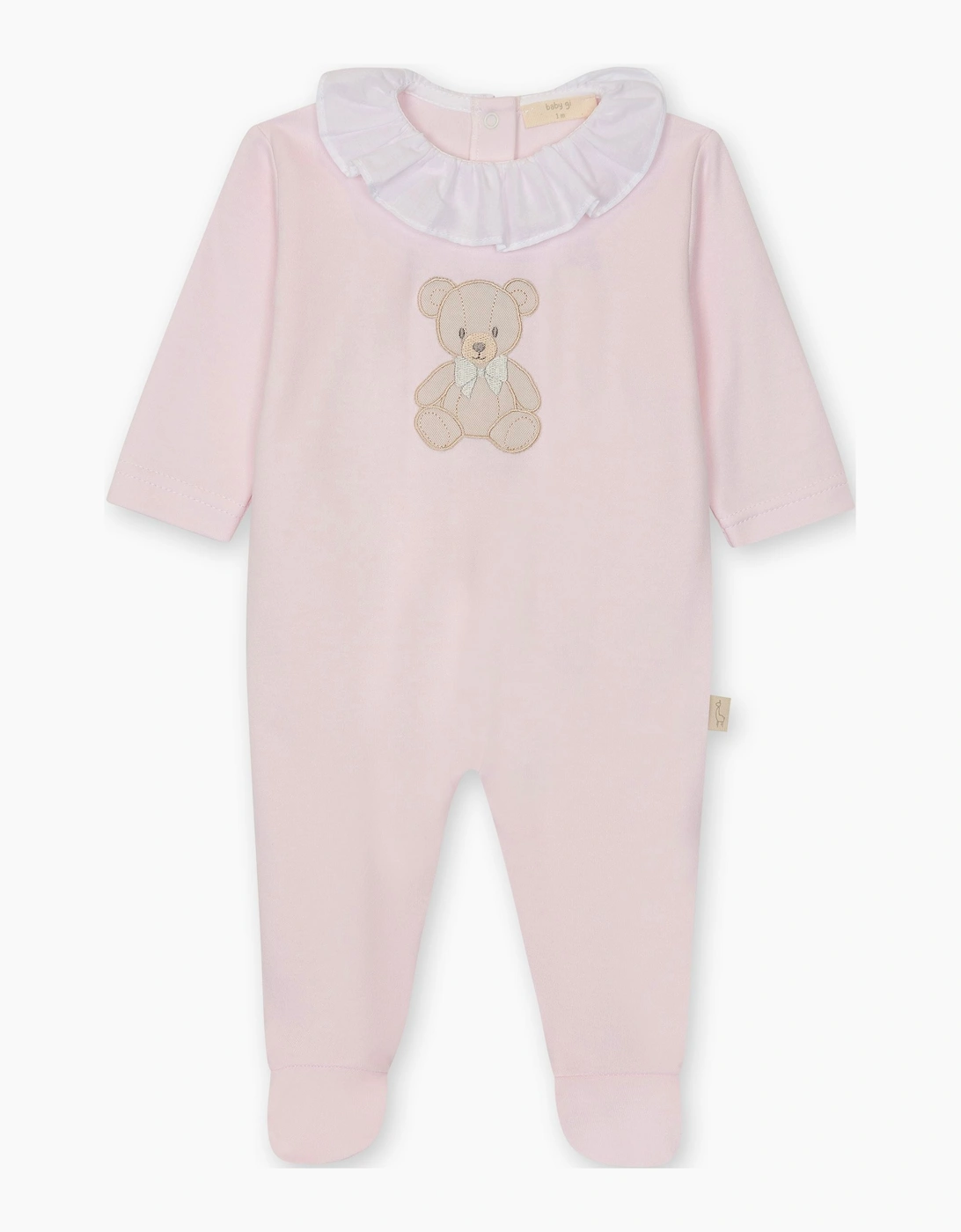 Girls Pink Cotton Teddy Bear Babygrow, 4 of 3