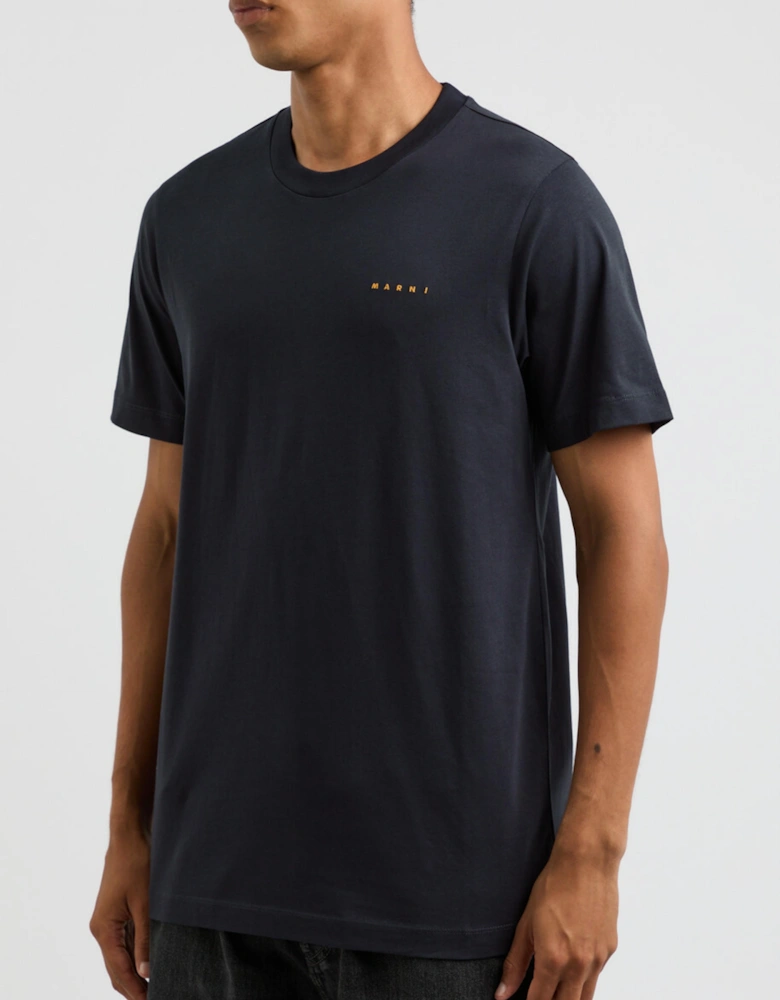 MARNI EMBROIDERED LOGO TEE NAVY