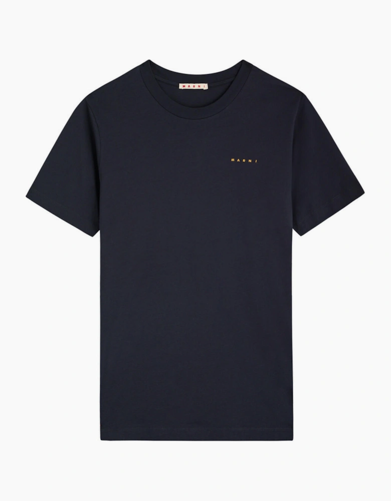 MARNI EMBROIDERED LOGO TEE NAVY