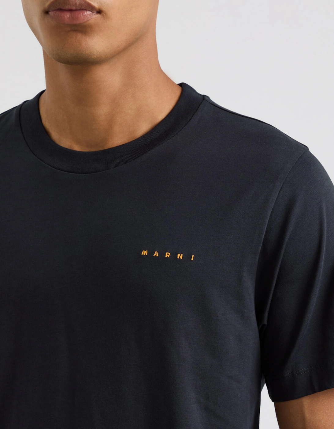 MARNI EMBROIDERED LOGO TEE NAVY