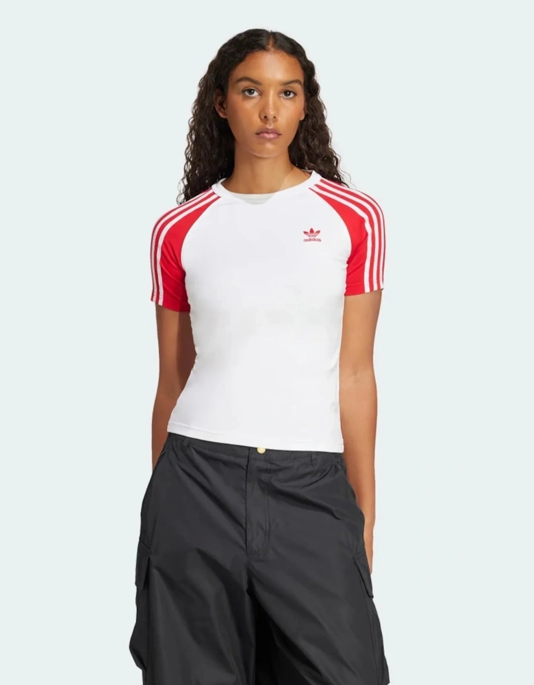 Adidas Originals 3S Women's Slim T-Shirt White/Red