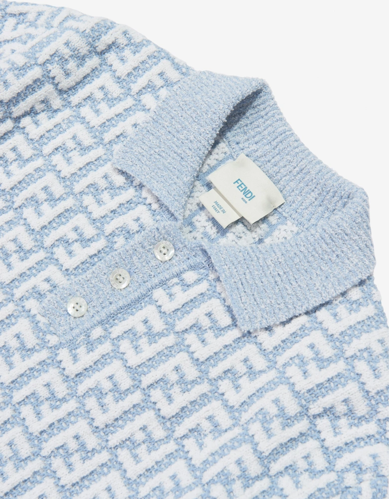 Fendi Boys FF Logo Polo Shirt in Blue