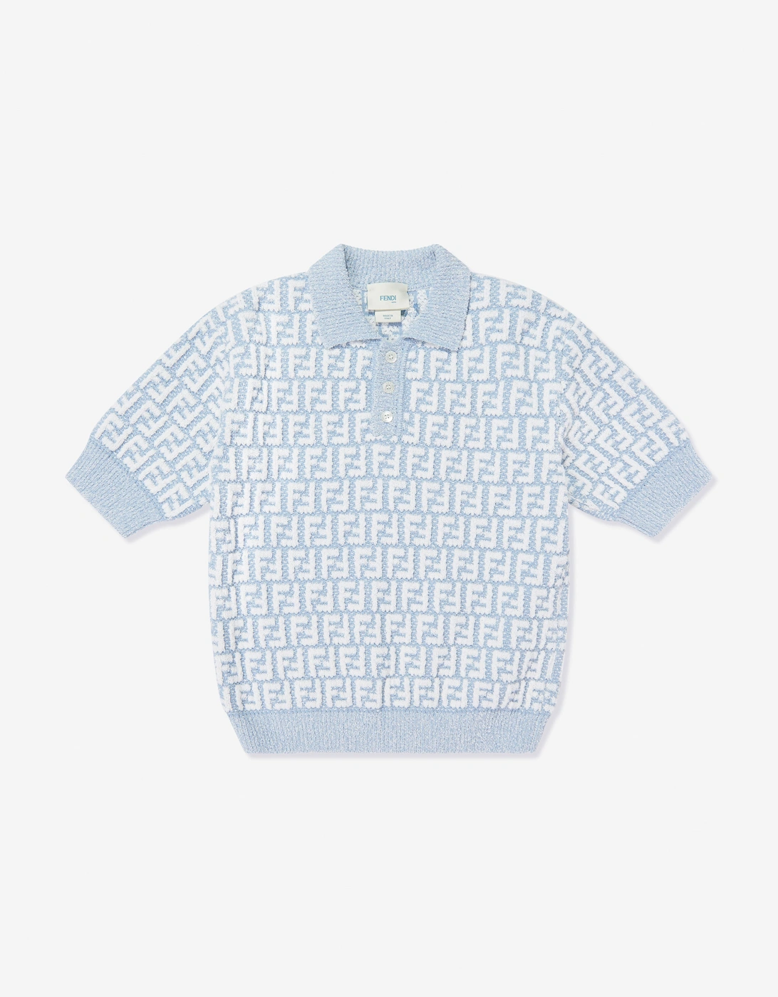 Fendi Boys FF Logo Polo Shirt in Blue