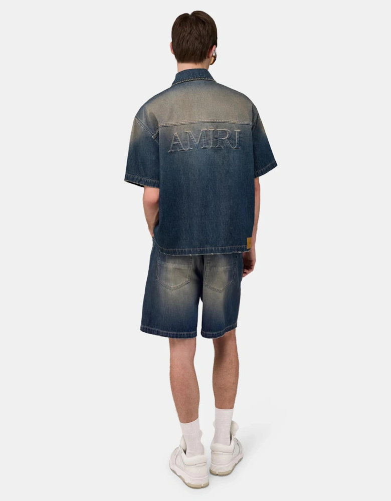 Drawstring Denim Shorts Navy