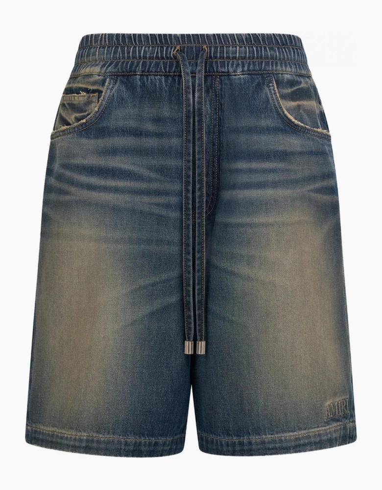 Drawstring Denim Shorts Navy