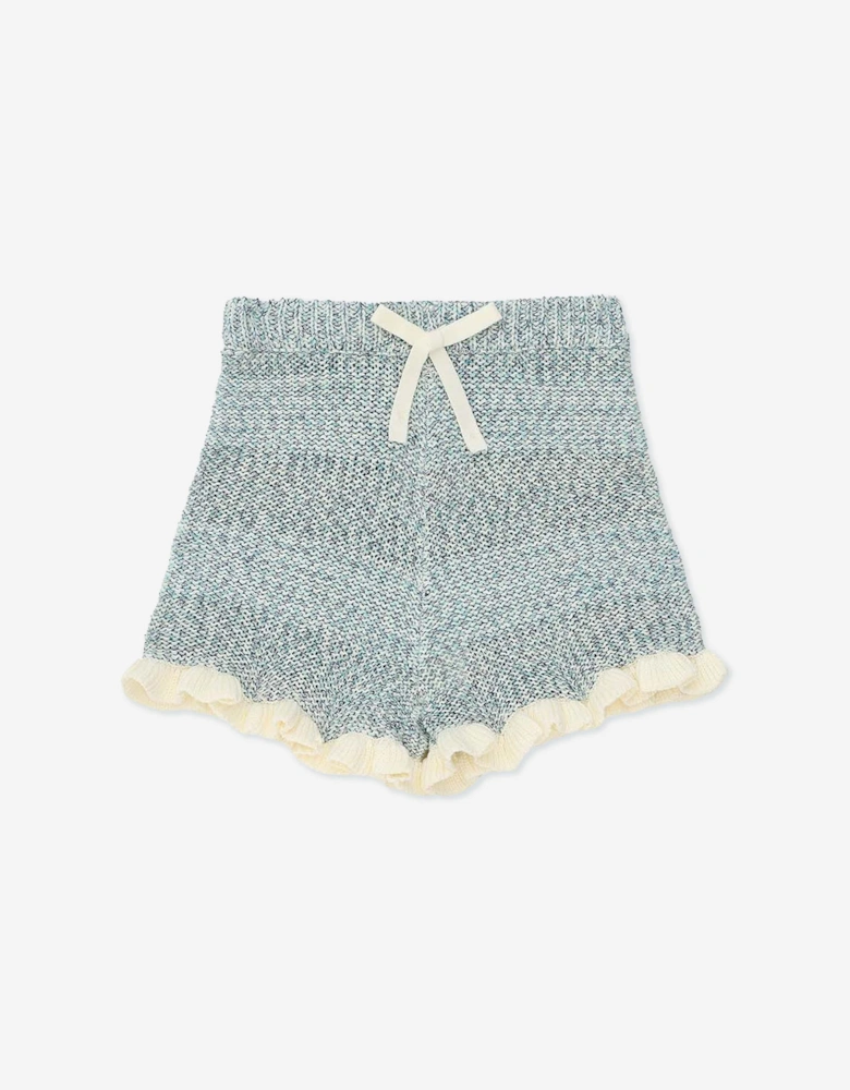 Zimmermann Girls Patience Knit Shorts in Blue