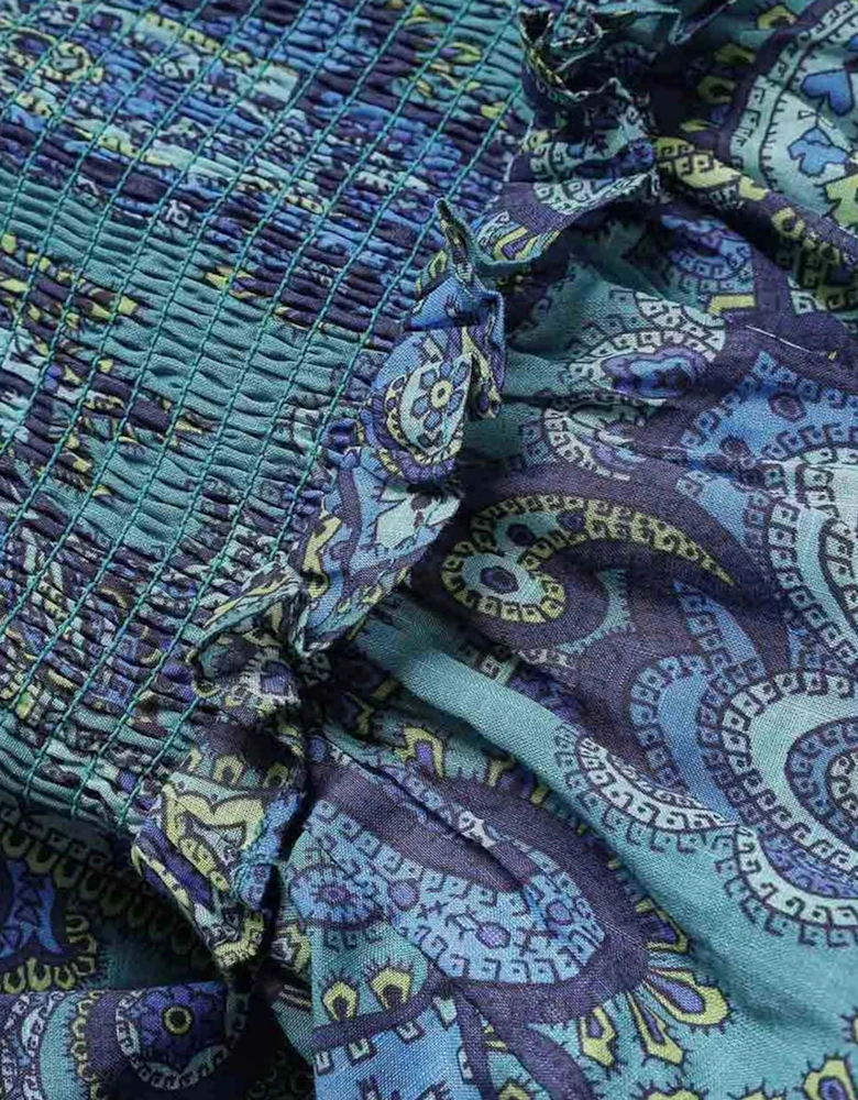 Zimmermann Girls Patience Paisley Tiered Dress in Blue