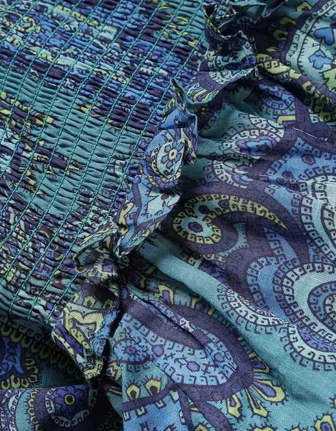 Zimmermann Girls Patience Paisley Tiered Dress in Blue