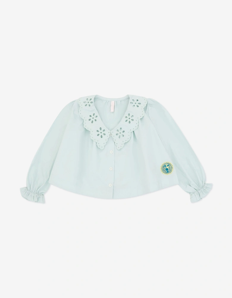 Zimmermann Girls Awaken Broderie Anglaise Shirt in Blue
