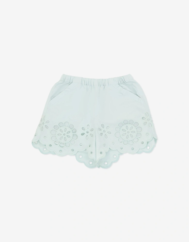 Zimmermann Girls Awaken Broderie Anglaise Shorts in Blue