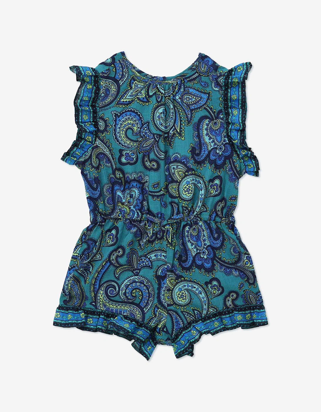 Zimmermann Girls Patience Paisley Frill Playsuit in Blue, 5 of 4