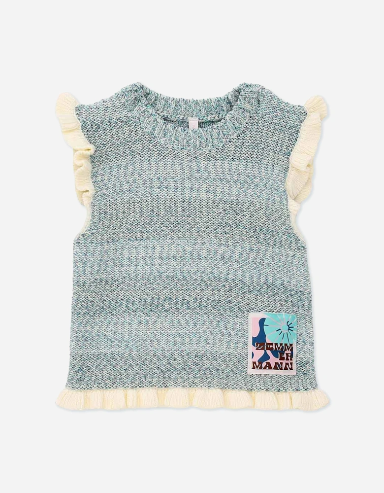 Zimmermann Girls Patience Knit Top in Blue
