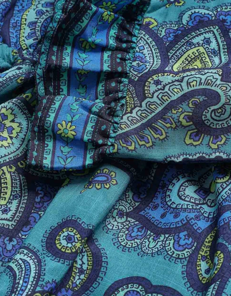 Zimmermann Girls Patience Paisley Frill Playsuit in Blue