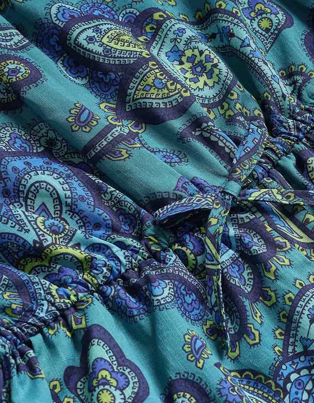 Zimmermann Girls Patience Paisley Frill Playsuit in Blue