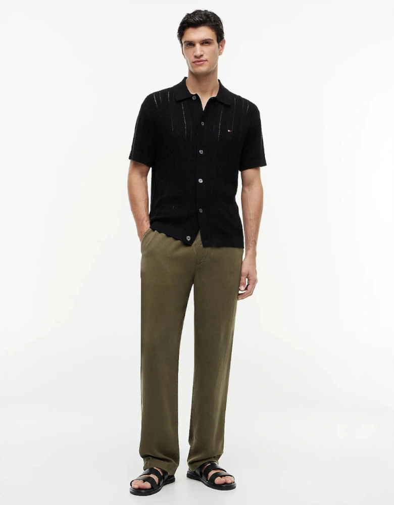 Tommy Hilfiger SS Pointelle Shirt BD2 Black Heather
