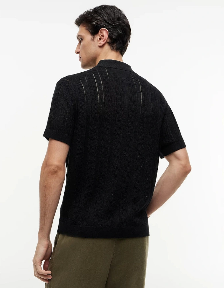 Tommy Hilfiger SS Pointelle Shirt BD2 Black Heather