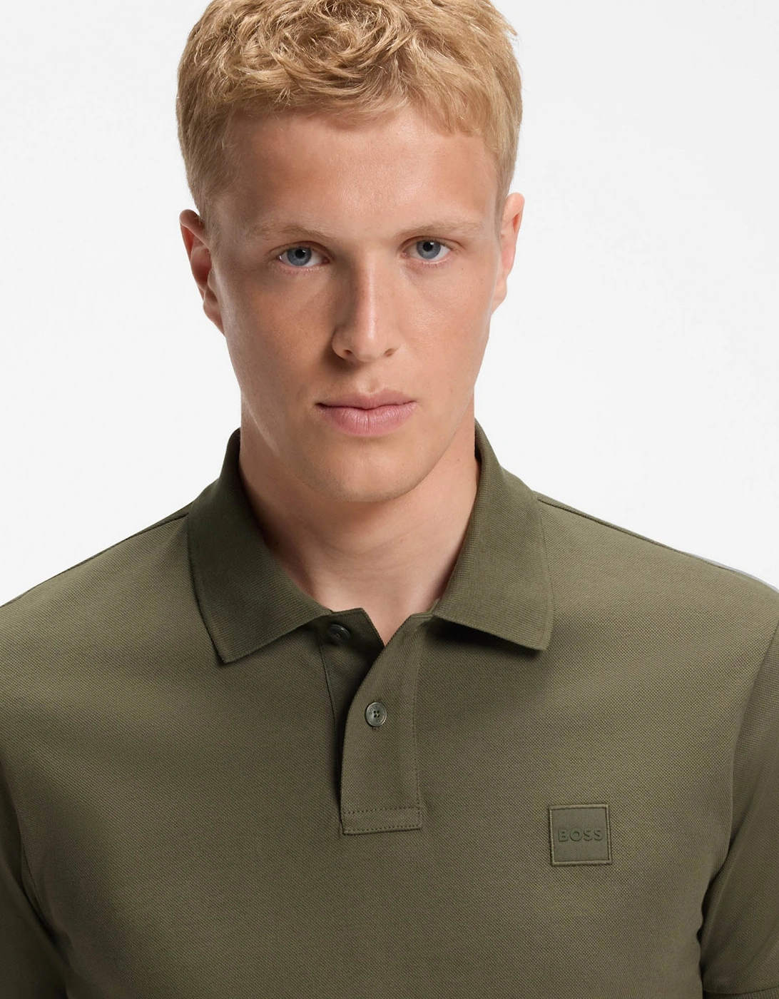 BOSS Orange Passenger Mens Stretch-Cotton Slim-Fit Polo Shirt with Logo Patch - Bright Green 325