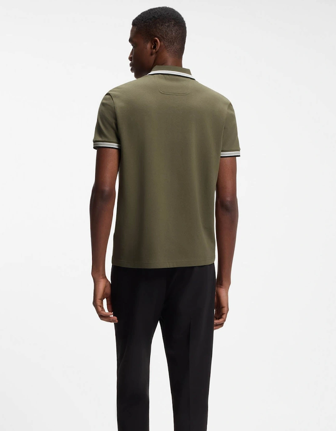 BOSS Green Paddy Mens Cotton-Piqué Polo Shirt with Contrast Logo - Open Green 398
