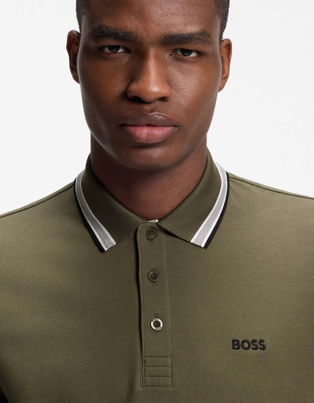 BOSS Green Paddy Mens Cotton-Piqué Polo Shirt with Contrast Logo - Open Green 398