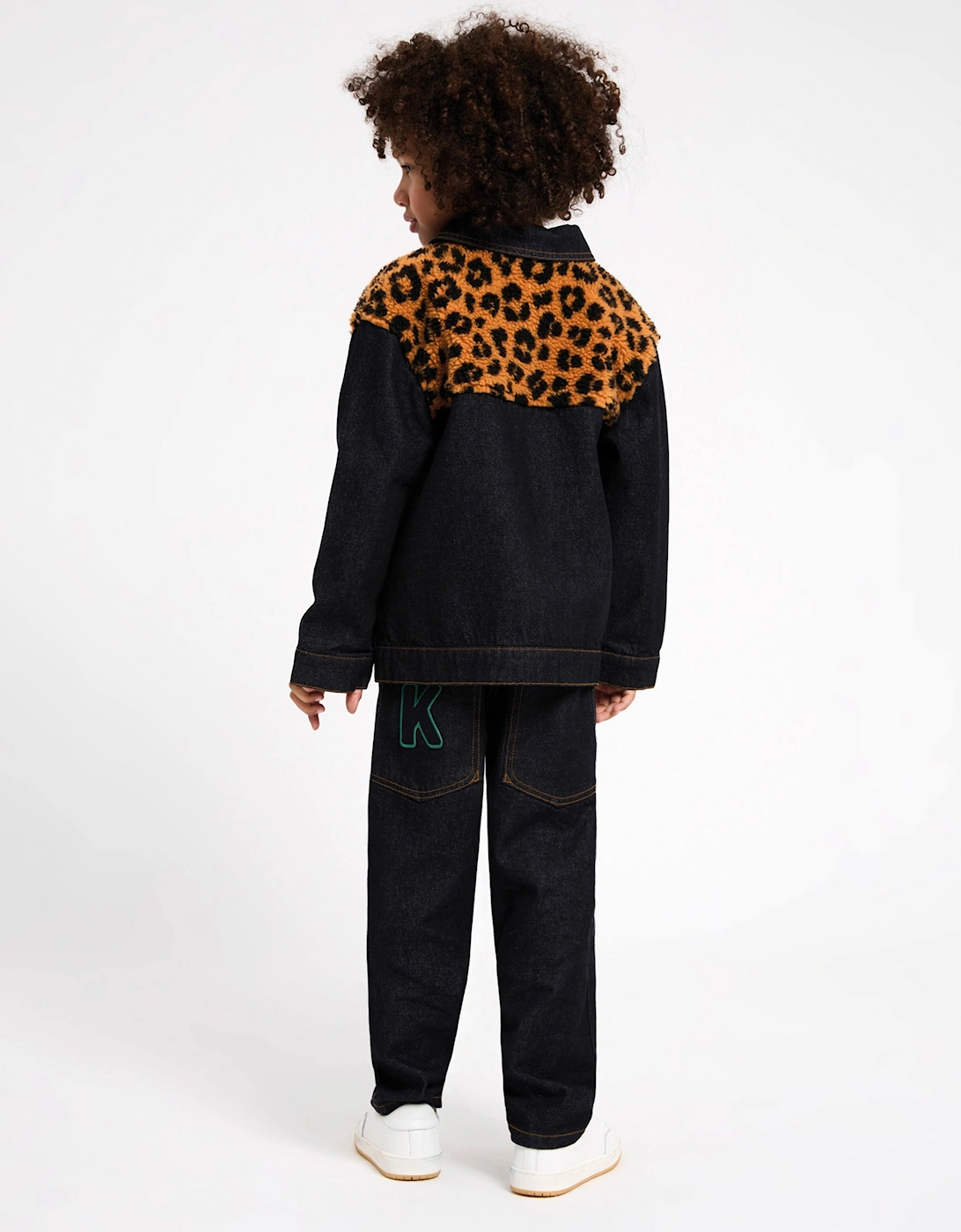 KENZO Kids Leopard Denim Jacket in Black
