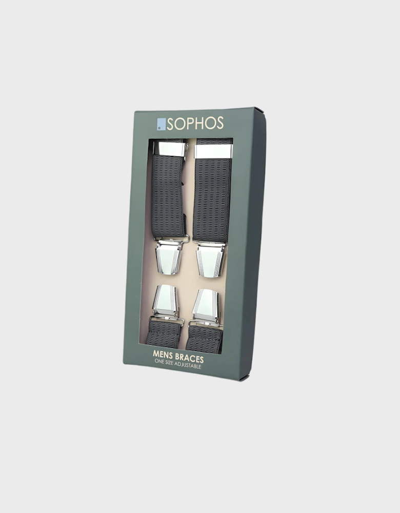 Sophos 35mm Plain Ribbed 4 Clip Braces - Grey