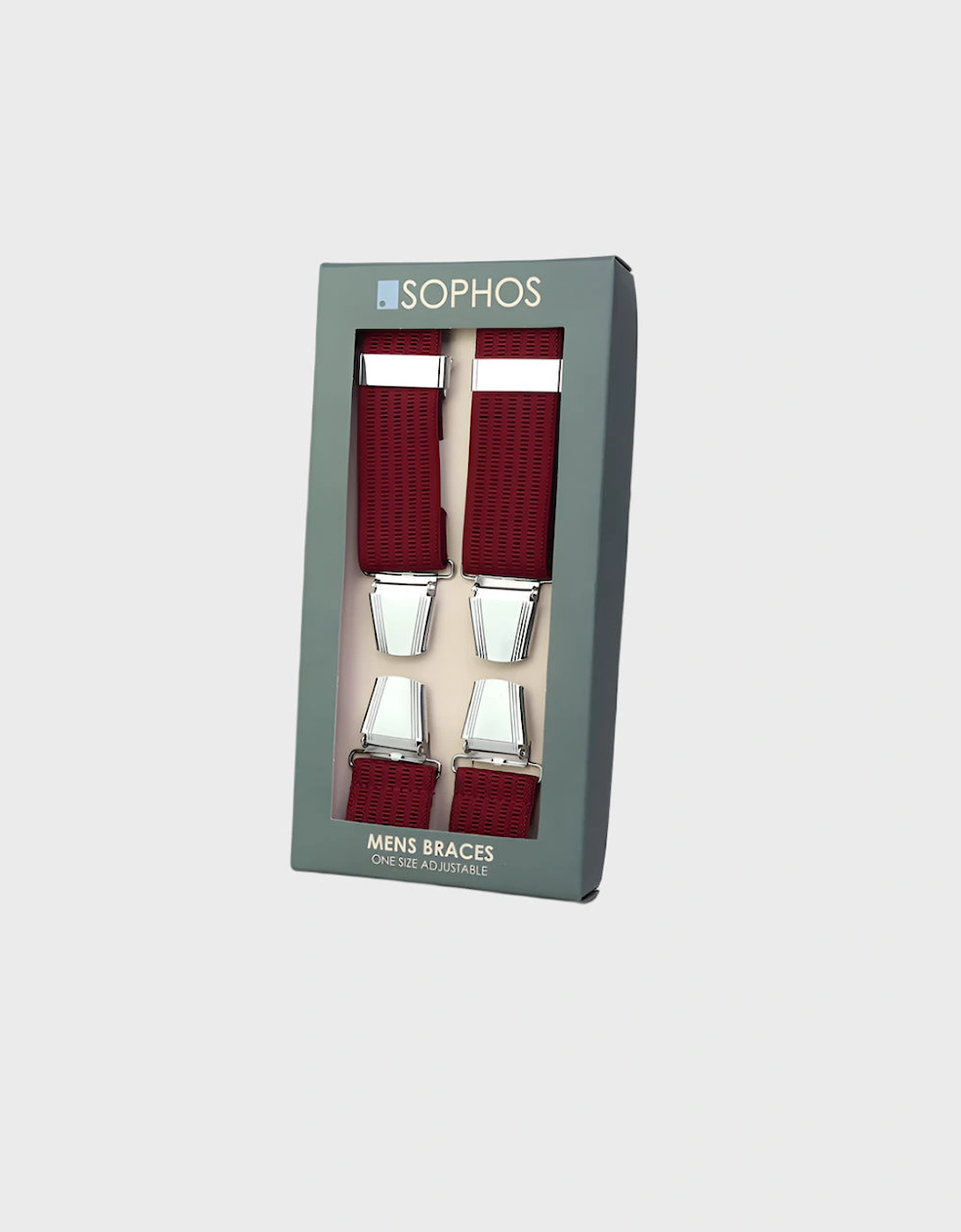 Sophos 35mm Plain Ribbed 4 Clip Braces - Wine