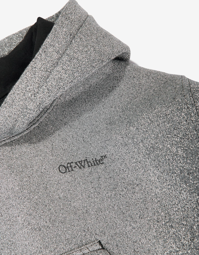 Off-White Girls Bookish Logo Band Cropped Hoodie in Grey
