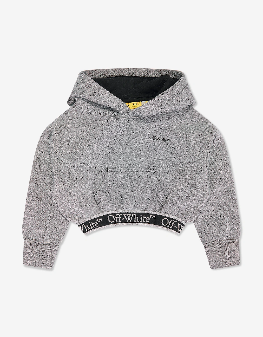 Off-White Girls Bookish Logo Band Cropped Hoodie in Grey