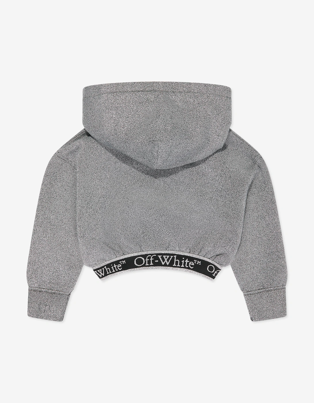 Off-White Girls Bookish Logo Band Cropped Hoodie in Grey
