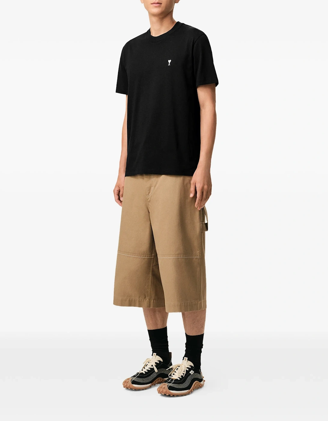 Ami Paris Ami de Couer White Logo T-Shirt in Black