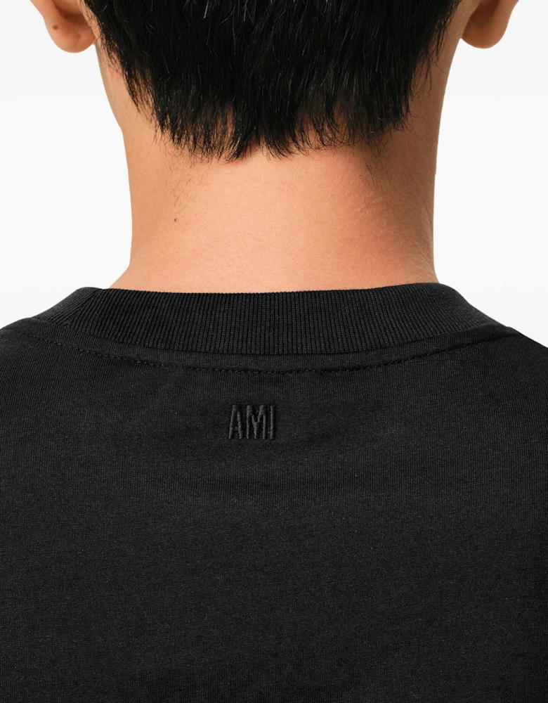 Ami Paris Ami de Couer White Logo T-Shirt in Black