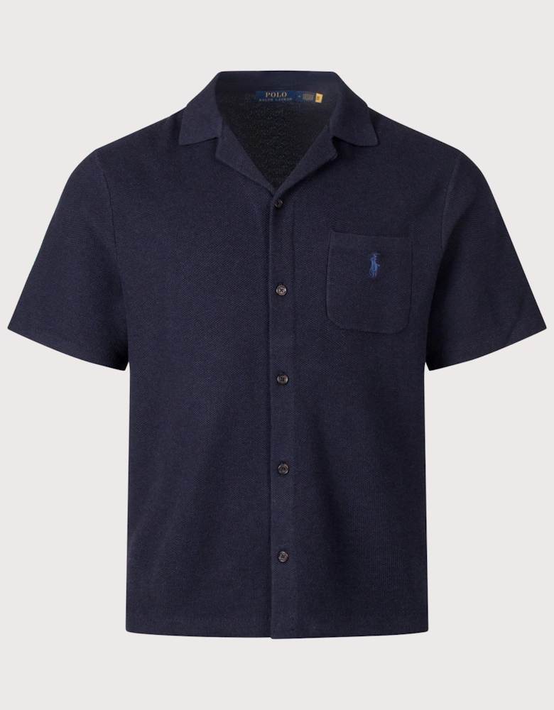 Loose Fit Mesh Knit Cotton Short Sleeve Shirt