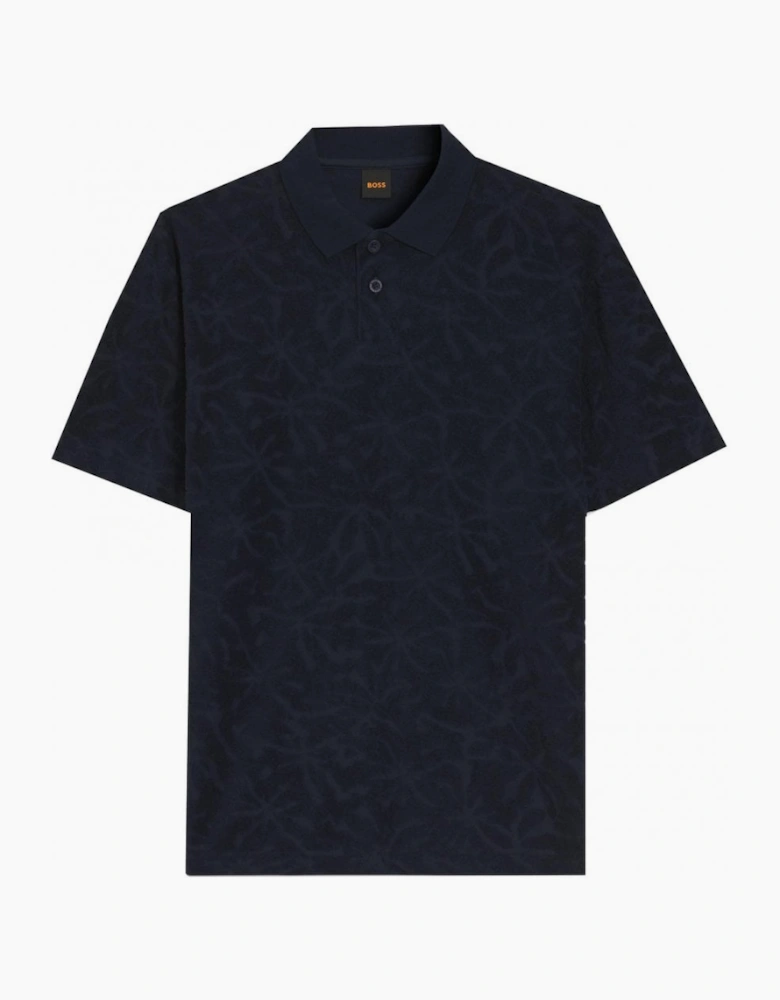 Hugo Boss Men's Navy Floral Jacquard Polo Shirt