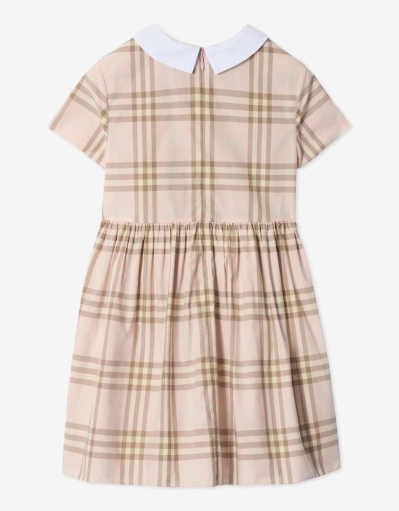 Burberry Girls Eadelle Cotton Check Dress in Pink